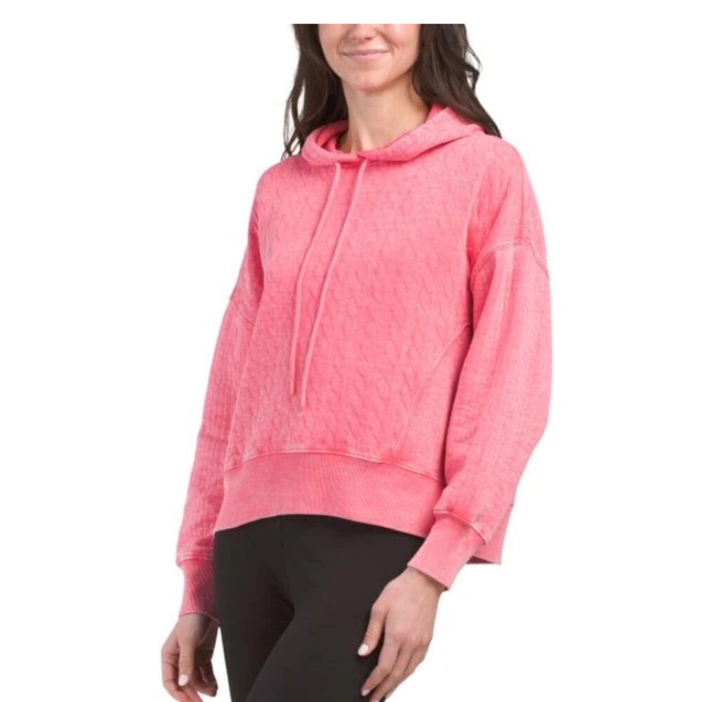 NWT HARMONY & BALANCE Oversized Cotton Washed Jacquard Hoodie Size M